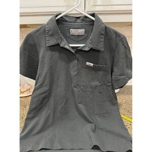 figspro black collared polo with pocket large